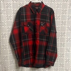 DIXXON Social Distortion - Prison Bound Red/Black Plaid Casual Button Down Shirt